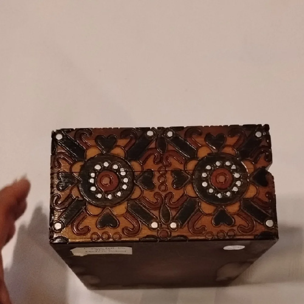 Hand Carved & Painted Wood Box, Made In Poland